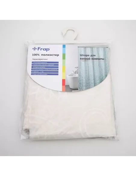 Шторка для ванної Frap F8805, біла, 1800 х 1800 мм