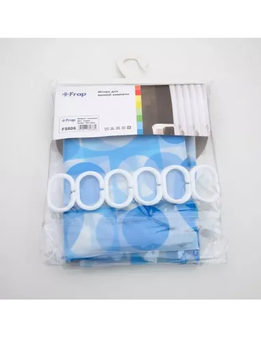 Шторка для ванной Frap F8806, голубая, 1800 х 1800 мм