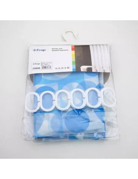 Шторка для ванной Frap F8806, голубая, 1800 х 1800 мм