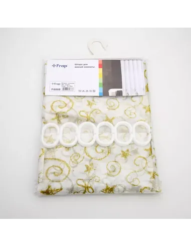 Шторка для ванной Frap F8808, желтая, 1800 х 1800 мм