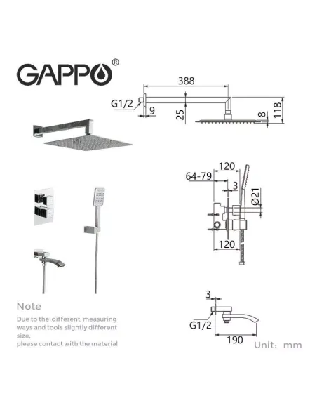 Душевая система Gappo G7107-40, скрытого монтажа