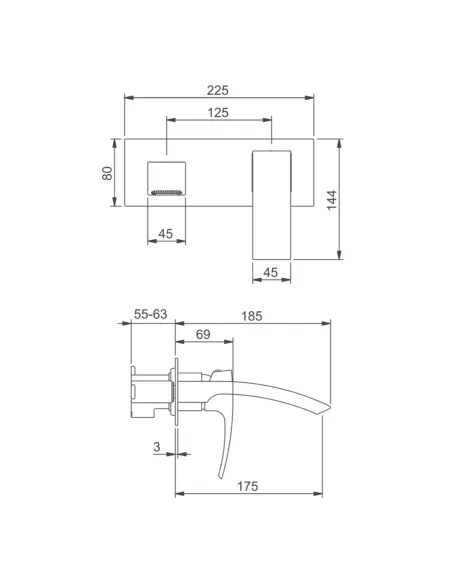 Смеситель для умывальника Gappo G1007-2 настенный Смеситель для умывальника Gappo G1007-2 настенный