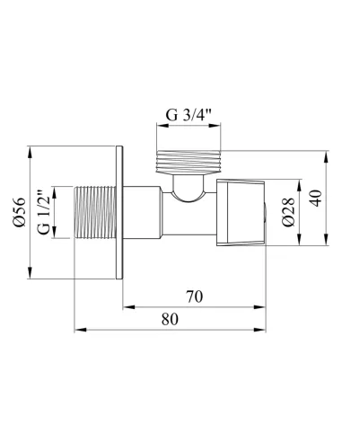 Кран приладовий Kroner KRP Eckventil C202 ПН 1/2х3/4 дюйма