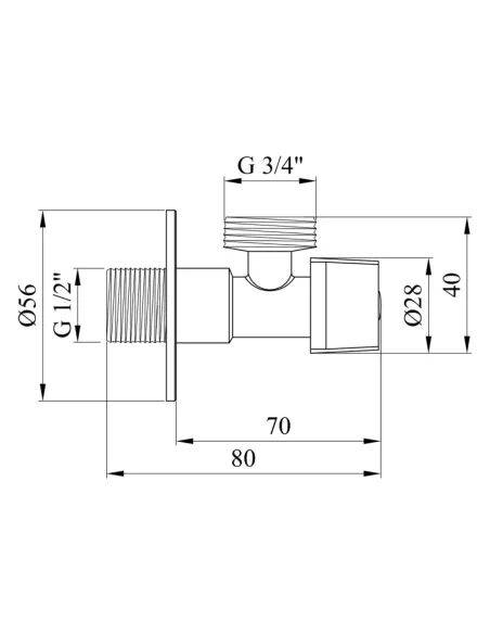 Кран приладовий Kroner KRP Eckventil C202 ПН 1/2х3/4 дюйма