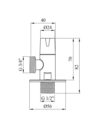 Кран приладовий Kroner KRP Eckventil C302 ПН 1/2х3/4 дюйма