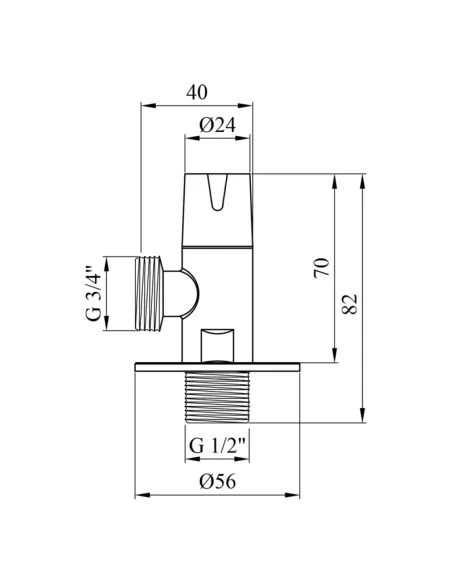Кран приладовий Kroner KRP Eckventil C302 ПН 1/2х3/4 дюйма