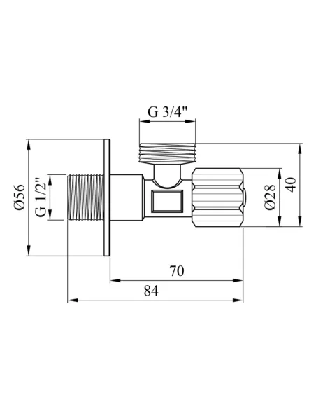 Кран приборный Kroner KRP Eckventil C402 НН 1/2х3/4 дюйма