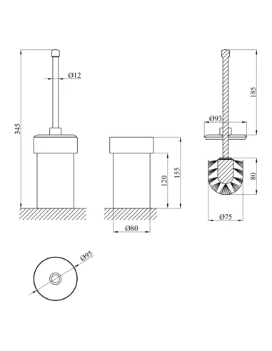 Йоржик для унітазу Kroner KRM Rizze - ACG323-1 підлоговий