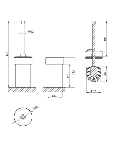 Ершик для унитаза Kroner KRM Rizze - ACG323-1 напольный