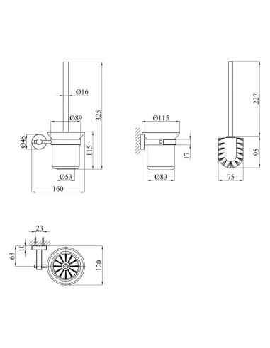 Ершик для унитаза Kroner KRP Edelstahl Klassisch - ESG3710 настенный