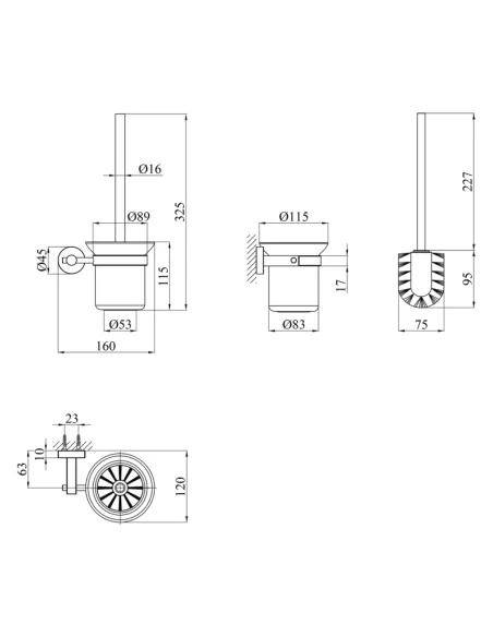 Ершик для унитаза Kroner KRP Edelstahl Klassisch - ESG3710 настенный