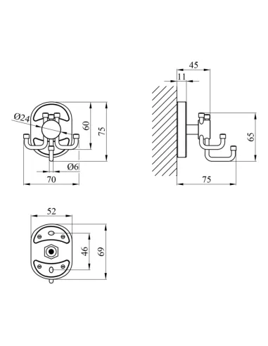 Крючок для полотенец Kroner KRM Elbe - ACC2905-3 тройной