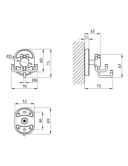 Крючок для полотенец Kroner KRM Elbe - ACC2905-3 тройной