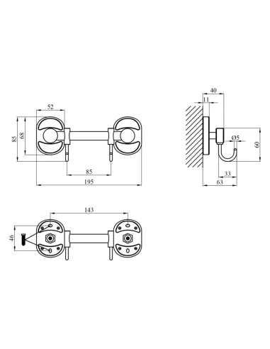 Гачок для рушників Kroner KRM Elbe - ACC2914-2 подвійний