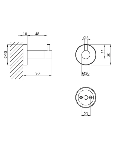 Гачок для рушників Kroner KRP Edelstahl Klassisch - ESG3705-1 одинарний