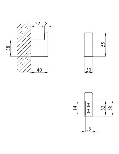Крючок для полотенец Kroner KRP Edelstahl Kubus - SCH3905-1 одинарный