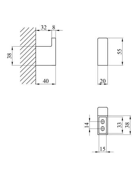 Крючок для полотенец Kroner KRP Edelstahl Kubus - SCH3905-1 одинарный