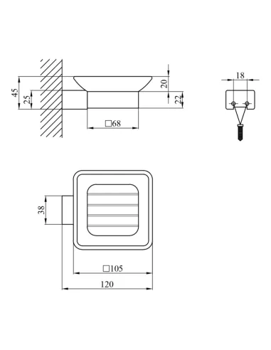Мыльница Kroner KRP Edelstahl Kubus - SCH3902 настенная