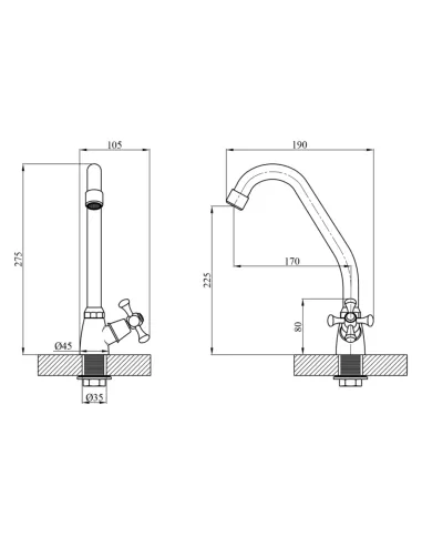 Монокран для умивальника Kroner KRM Rhein - C091, хром