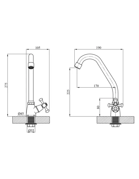 Монокран для умивальника Kroner KRM Rhein - C091, хром