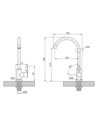 Монокран для умывальника Kroner KRP Edelstahl Klassisch - ESG098, никель