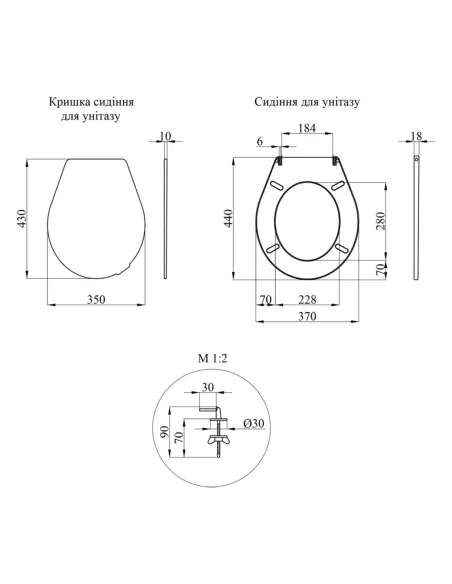 Сидіння для унітазу Kroner KRP - ТС07 Сидіння для унітазу Kroner KRP - ТС07