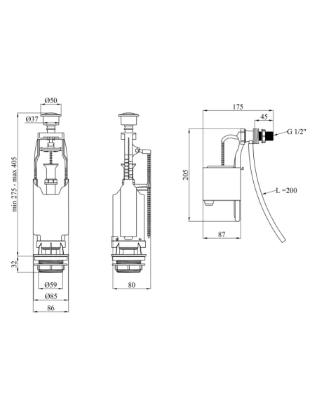 Запорная арматура на унитаз Kroner KRP - KIT6854 с клапаном боковой подачи Запорная арматура на унитаз Kroner KRP - KIT6854 с клапаном боковой подачи