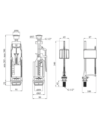 Запорная арматура на унитаз Kroner KRP - KIT7757 с клапаном нижней подачи