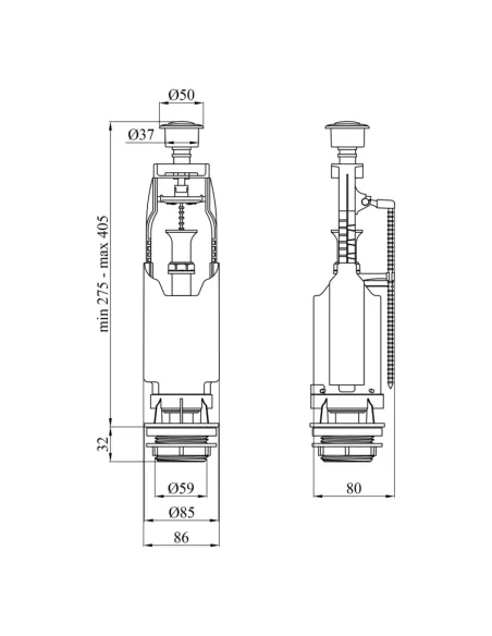 Сливной клапан с регулировкой Kroner KRP - SB68