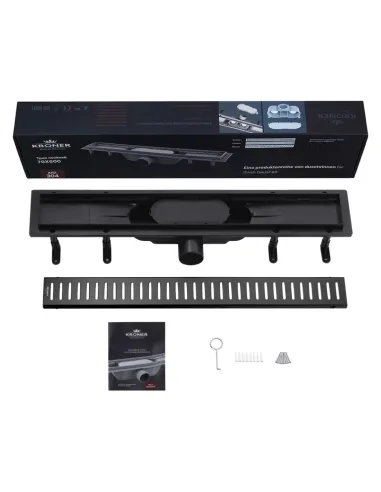 Душевой линейный трап Kroner KRP Harz SCH60 Sektion Schwarz, сухой затвор