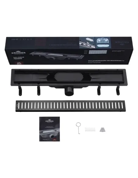 Душовий лінійний трап Kroner KRP Harz SCH60 Sektion Schwarz, сухий затвор