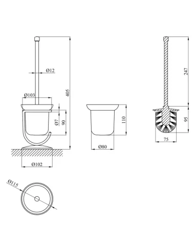 Йоржик для унітазу Kroner KRM Rizze - ACG322 підлоговий