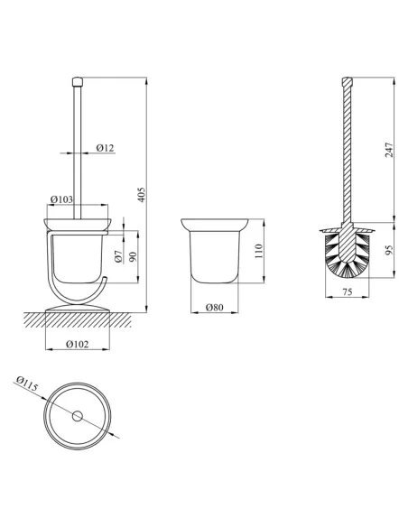 Йоржик для унітазу Kroner KRM Rizze - ACG322 підлоговий