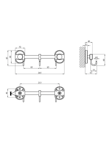 Гачок для рушників Kroner KRM Elbe - ACC2914-3 потрійний