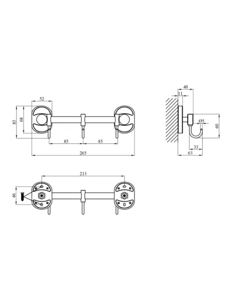 Гачок для рушників Kroner KRM Elbe - ACC2914-3 потрійний