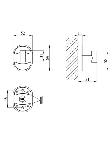 Гачок для рушників Kroner KRM Elbe - ACC2905-1 одинарний