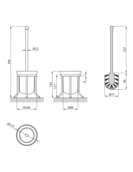 Ершик для унитаза Kroner KRM Rizze - ACG323 напольный