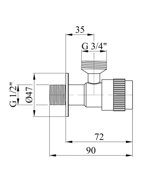 Кран приладовий Kroner KRP Edelstahl Klassisch - ESG102 ПН 1/2х3/4 дюйма