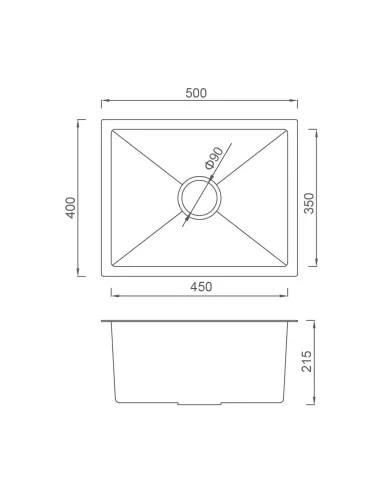 Мойка для кухни прямоугольная Gappo GS5040 из нержавеющей стали