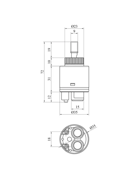 Картридж для смесителя Kroner KRM - PM35H с латунным штоком