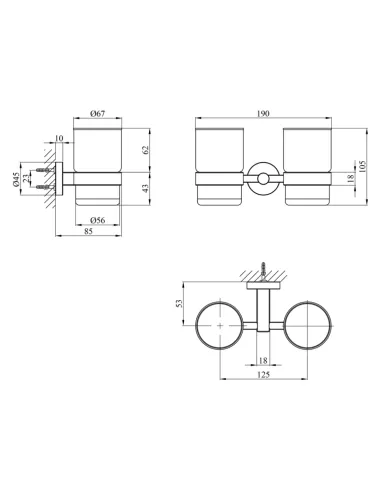 Стакан для ванной комнаты Kroner KRP Edelstahl Klassisch - ESG3708, двойной