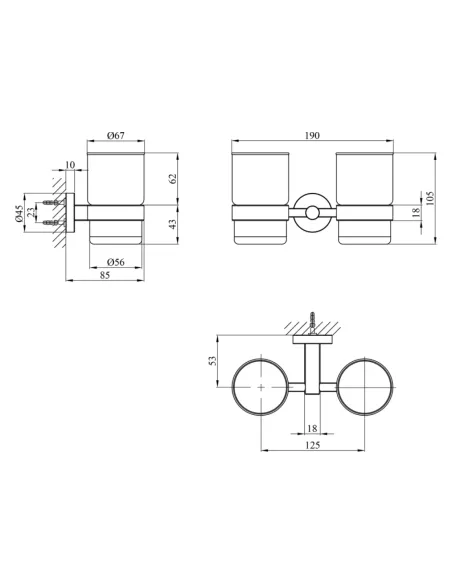 Склянка для ванної кімнати Kroner KRP Edelstahl Klassisch - ESG3708, подвійний
