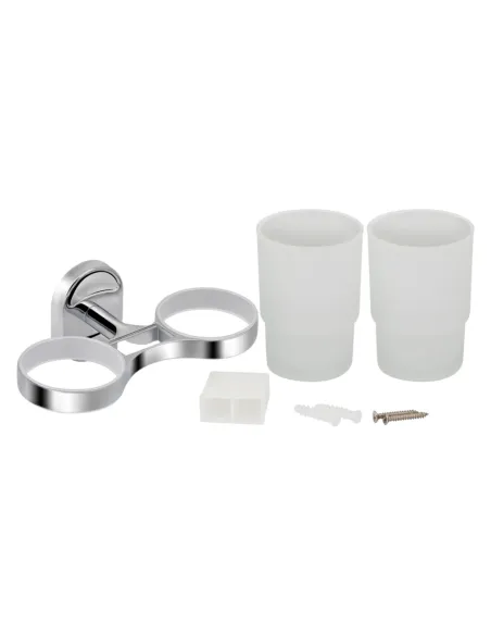 Склянка для ванної кімнати Kroner KRM Elbe - ACG2908, подвійна, з тримачем зубних щіток