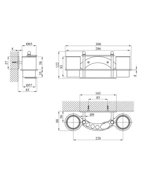 Склянка для ванної кімнати Kroner KRM Rizze - ACC311, подвійна, з тримачем зубних щіток