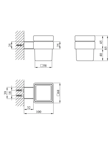 Стакан для ванной комнаты Kroner KRP Edelstahl Kubus - SCH3906
