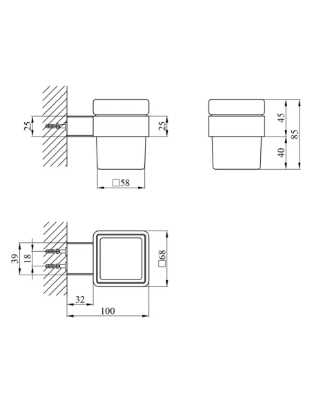 Склянка для ванної кімнати Kroner KRP Edelstahl Kubus - SCH3906