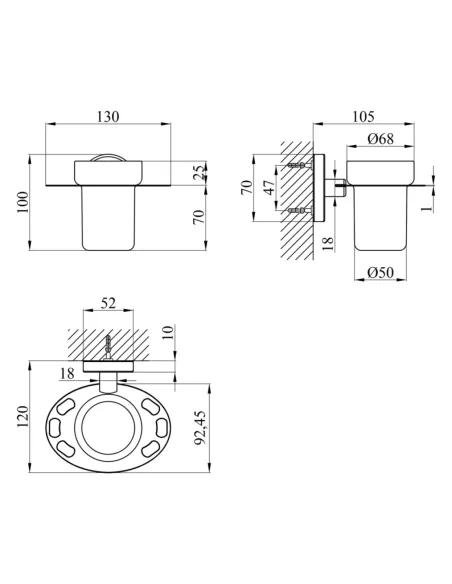 Склянка для ванної кімнати Kroner KRM Elbe - ACG2906-1 з тримачем зубних щіток