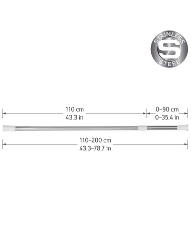 Штанга телескопічна для душу Frap F8902, нержавіюча сталь, 110-200 см