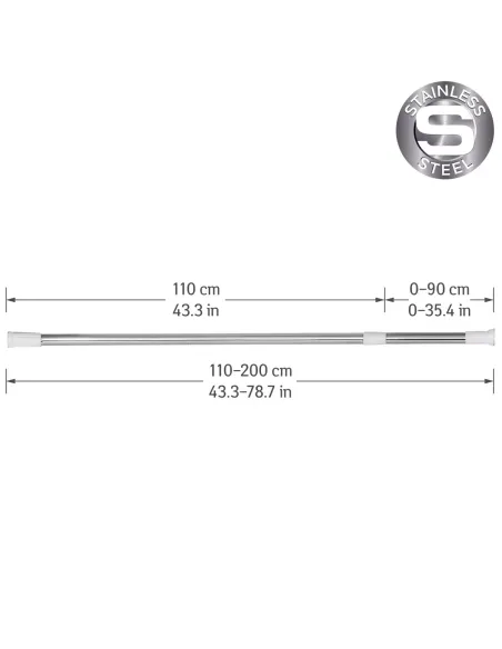 Штанга телескопическая для душа Frap F8902, нержавеющая сталь, 110-200 см