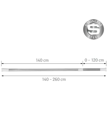 Штанга телескопічна для душу Frap F8903, нержавіюча сталь, 140-260 см